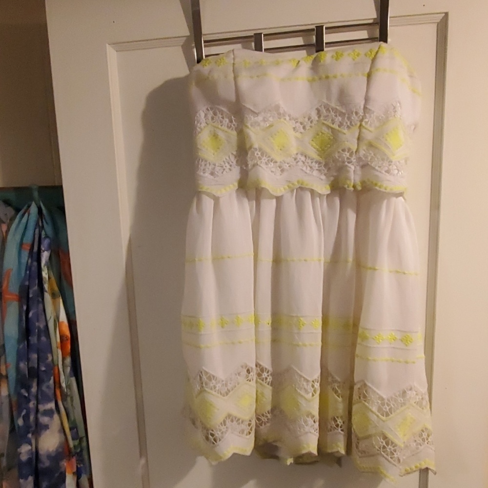 White and neon yellow beach dress
